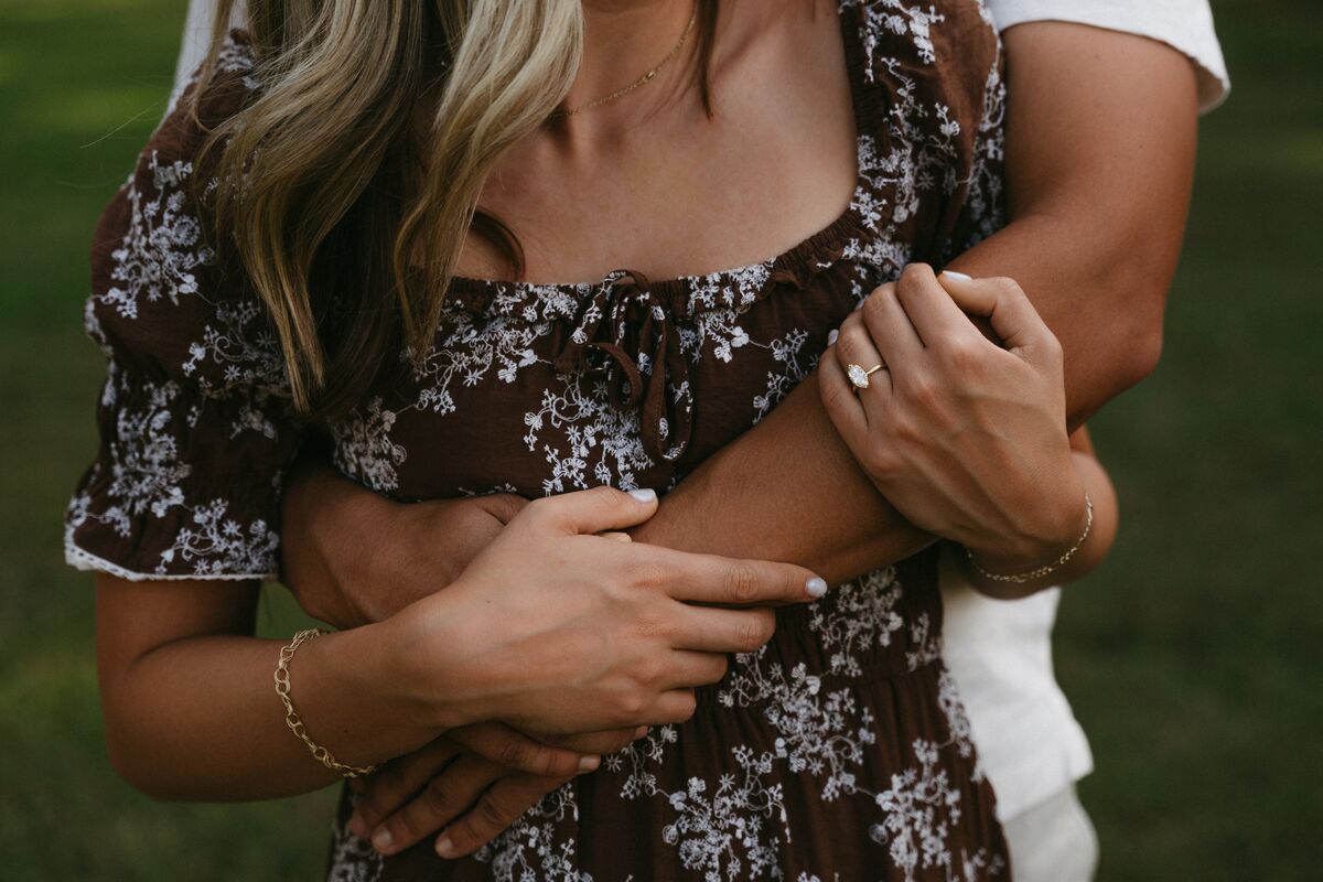 A wide engagement frame of Abby and Jacob